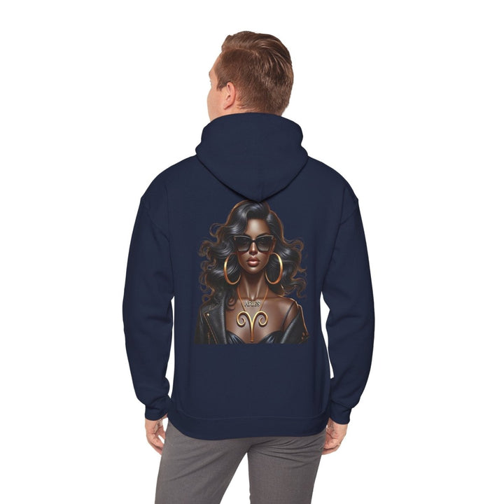 Aries Girl Unisex Hoodie - Navy - S - Aries Girl Unisex Hoodie - Tatoo Tee