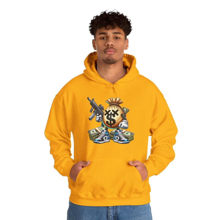 Armed Money Bag Unisex Hoodie - Gold - S - Armed Money Bag Unisex Hoodie - Tatoo Tee