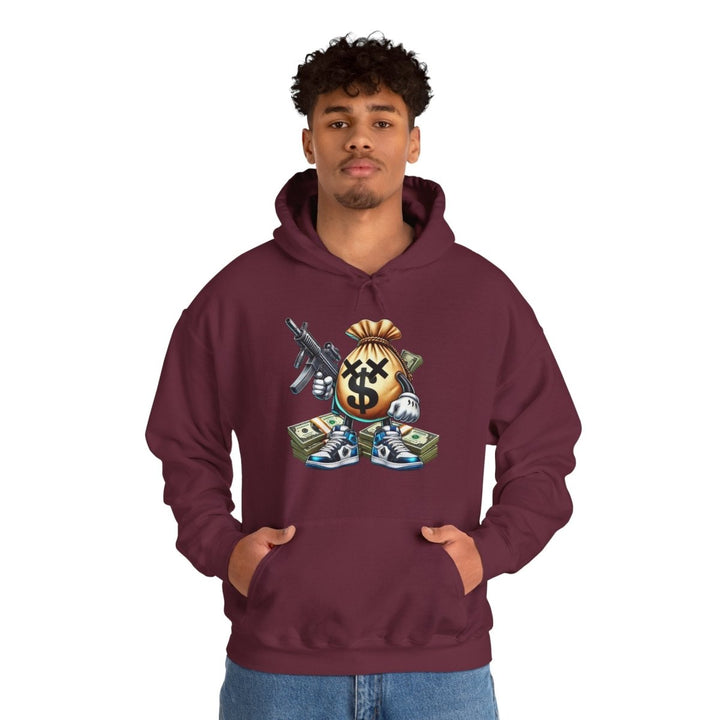 Armed Money Bag Unisex Hoodie - Maroon - S - Armed Money Bag Unisex Hoodie - Tatoo Tee