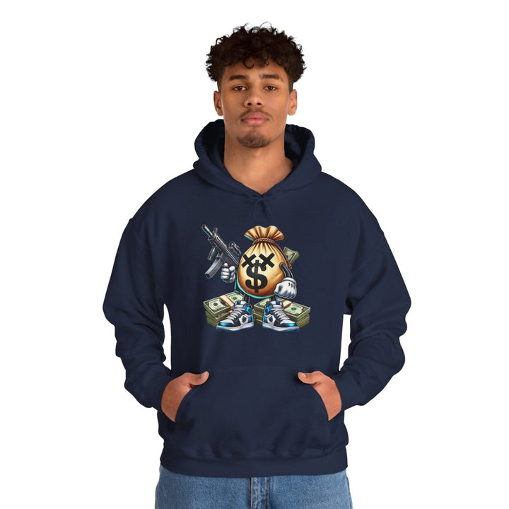 Armed Money Bag Unisex Hoodie - Navy - S - Armed Money Bag Unisex Hoodie - Tatoo Tee