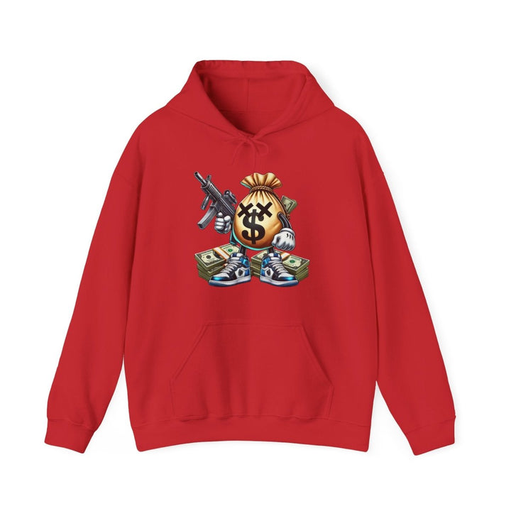 Armed Money Bag Unisex Hoodie - Red - S - Armed Money Bag Unisex Hoodie - Tatoo Tee