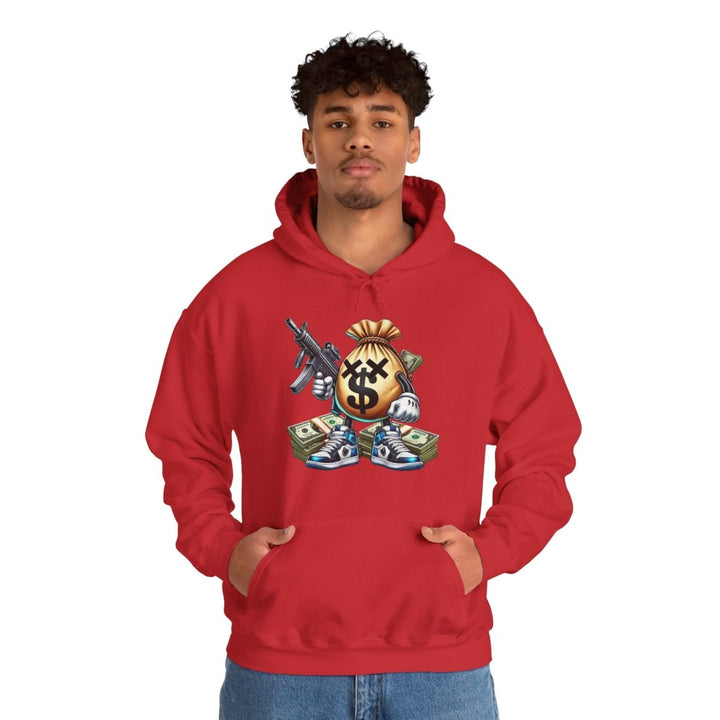 Armed Money Bag Unisex Hoodie - Red - S - Armed Money Bag Unisex Hoodie - Tatoo Tee