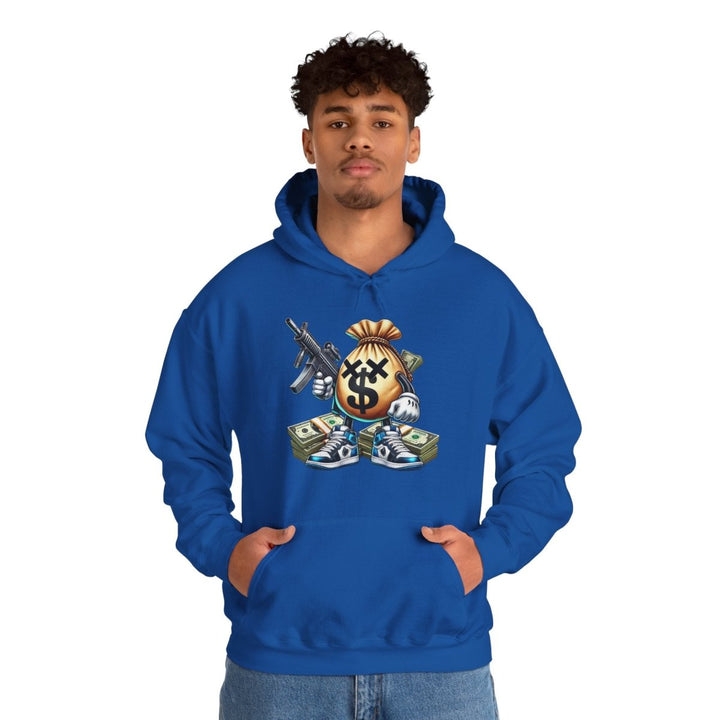 Armed Money Bag Unisex Hoodie - Royal - S - Armed Money Bag Unisex Hoodie - Tatoo Tee
