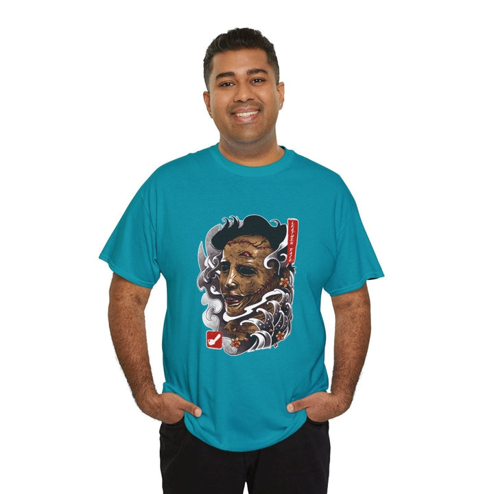 Artistic Skull Design Unisex Heavy Cotton Tee - Tropical Blue - S - Artistic Skull Design Unisex Heavy Cotton Tee - Tatoo Tee