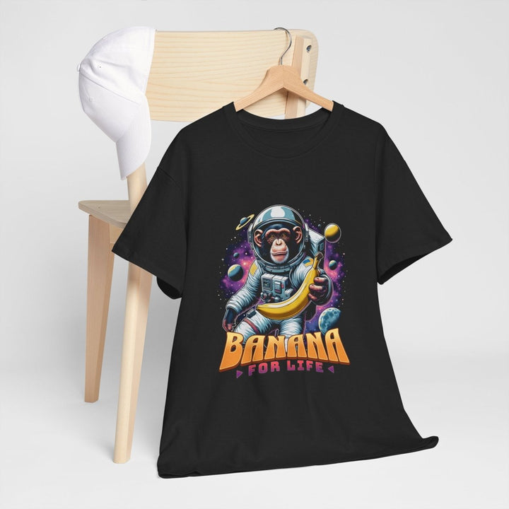 Astronaut Monkey T-Shirt - Banana for Life Graphic Tee - Black - S - Astronaut Monkey T-Shirt - Banana for Life Graphic Tee - Tatoo Tee