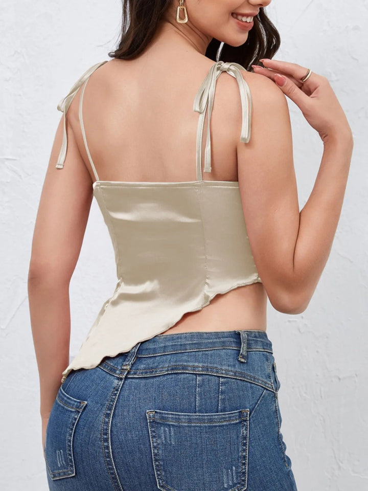 Asymmetrical Tie Shoulder Cami - Beige - S - 6fb051fe - 3507 - 41bd - 9b9a - 78465c554b16 - Max - Origin - Tatoo Tee