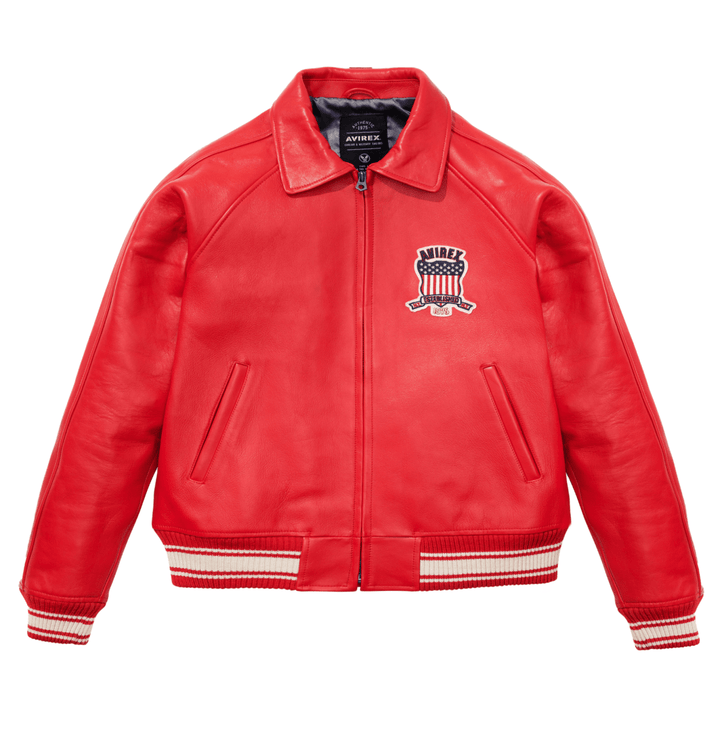 Avirex Red Icon Jacket - SALVAGE RED - XS - Avirex Red Icon Jacket - Tatoo Tee
