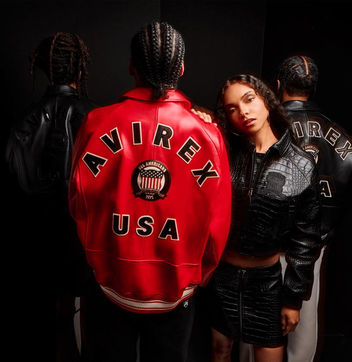 Avirex Red Icon Jacket - SALVAGE RED - XS - Avirex Red Icon Jacket - Tatoo Tee