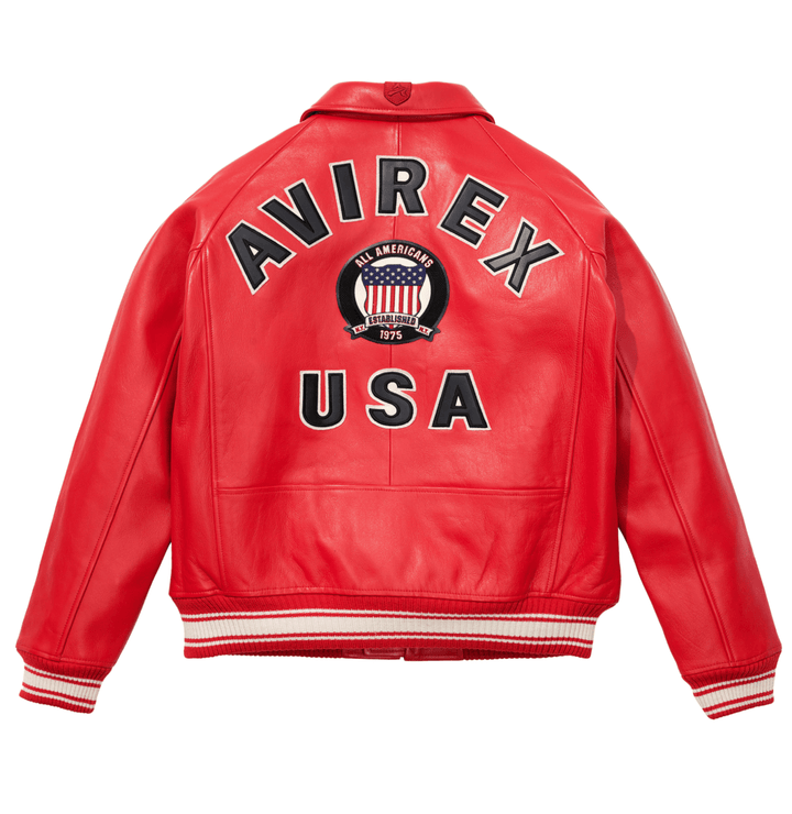 Avirex Red Icon Jacket - SALVAGE RED - XS - Avirex Red Icon Jacket - Tatoo Tee