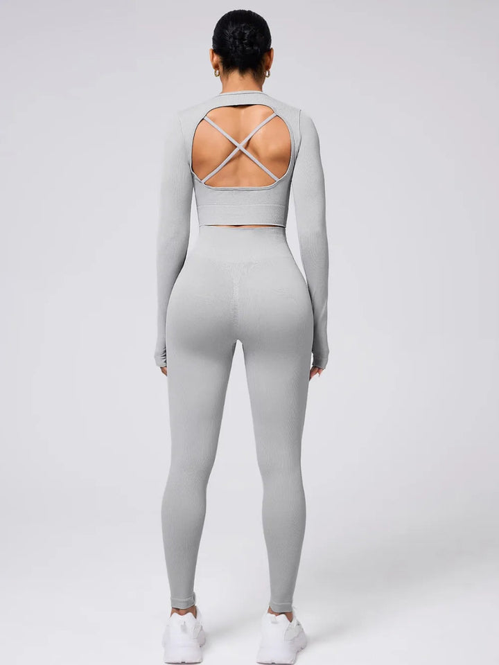 Back Crisscross Round Neck Long Sleeve Top and Leggings Active Set - Light Gray - S - 140dfa74 - 0729 - 4902 - a7d8 - f5e36829f582 - Max - Tatoo Tee