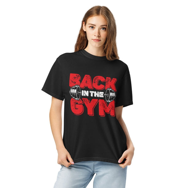 Back In The GYM Unisex garment - dyed heavyweight t-shirt - Black - S - Product mockup - Tatoo Tee