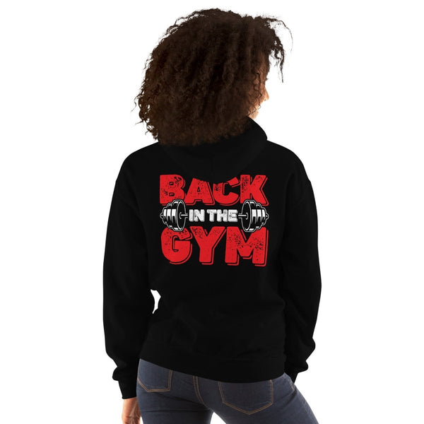 Back In The GYM Unisex Hoodie - Black - S - Product mockup - Tatoo Tee