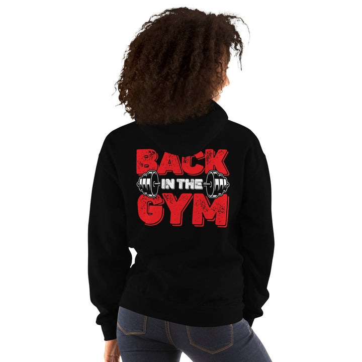 Back In The GYM Unisex Hoodie - Black - S - Product mockup - Tatoo Tee