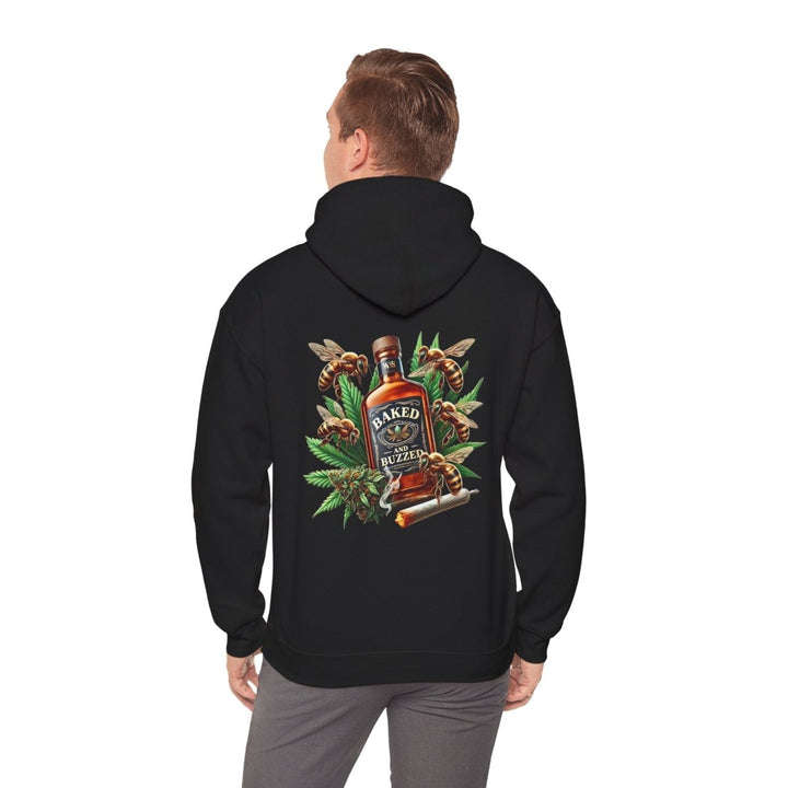 Baked And Buzzed Whiskey And Bees Unisex Hoodie - Black - S - Baked And Buzzed Whiskey And Bees Unisex Hoodie - Tatoo Tee