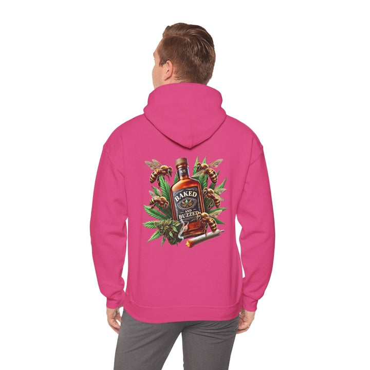 Baked And Buzzed Whiskey And Bees Unisex Hoodie - Heliconia - S - Baked And Buzzed Whiskey And Bees Unisex Hoodie - Tatoo Tee