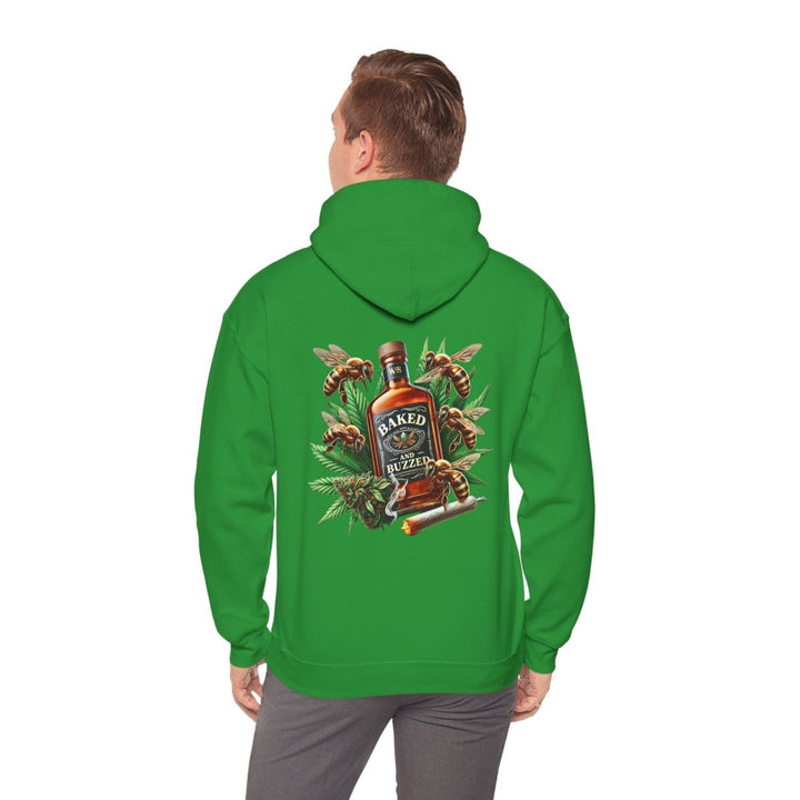 Baked And Buzzed Whiskey And Bees Unisex Hoodie - Irish Green - S - Baked And Buzzed Whiskey And Bees Unisex Hoodie - Tatoo Tee