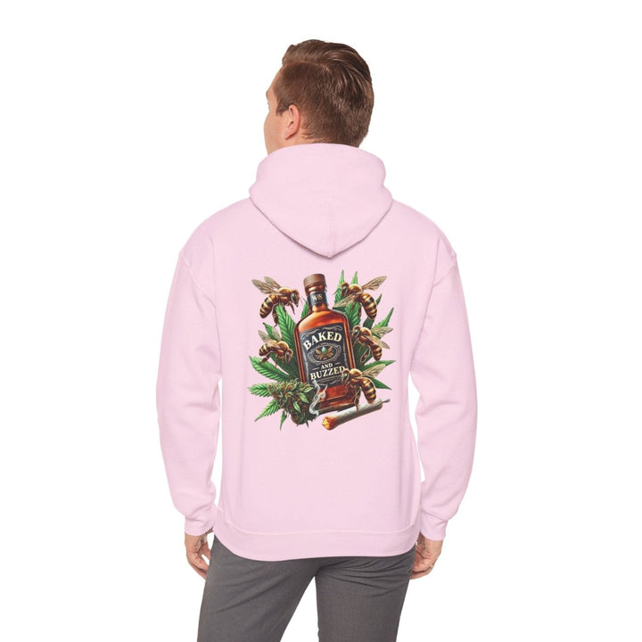 Baked And Buzzed Whiskey And Bees Unisex Hoodie - Light Pink - S - Baked And Buzzed Whiskey And Bees Unisex Hoodie - Tatoo Tee