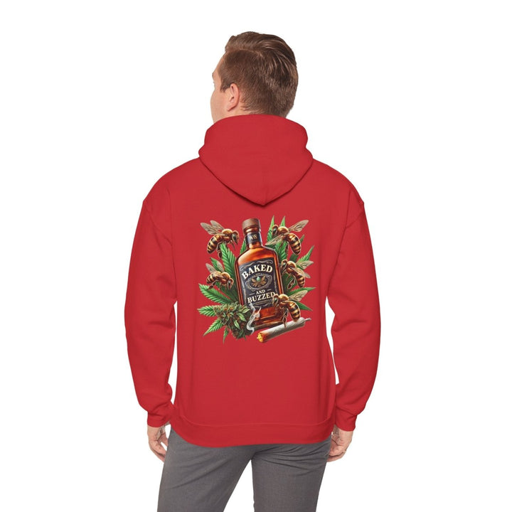 Baked And Buzzed Whiskey And Bees Unisex Hoodie - Red - S - Baked And Buzzed Whiskey And Bees Unisex Hoodie - Tatoo Tee