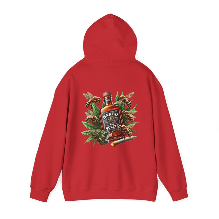 Baked And Buzzed Whiskey And Bees Unisex Hoodie - Red - S - Baked And Buzzed Whiskey And Bees Unisex Hoodie - Tatoo Tee