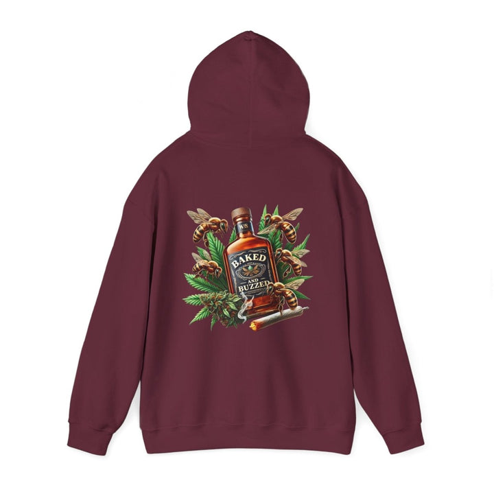 Baked And Buzzed Whiskey And Bees Unisex Hoodie - Red - S - Baked And Buzzed Whiskey And Bees Unisex Hoodie - Tatoo Tee