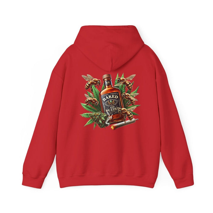 Baked And Buzzed Whiskey And Bees Unisex Hoodie - Red - S - Baked And Buzzed Whiskey And Bees Unisex Hoodie - Tatoo Tee
