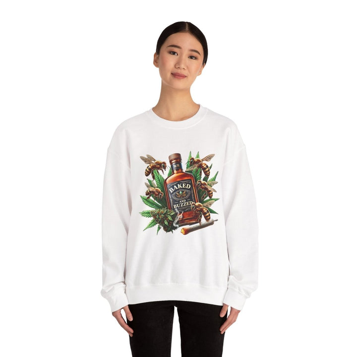 Baked And Buzzed Whiskey And Bees Unisex Sweatshirt - S - Heliconia - Baked And Buzzed Whiskey And Bees Unisex Sweatshirt - Tatoo Tee