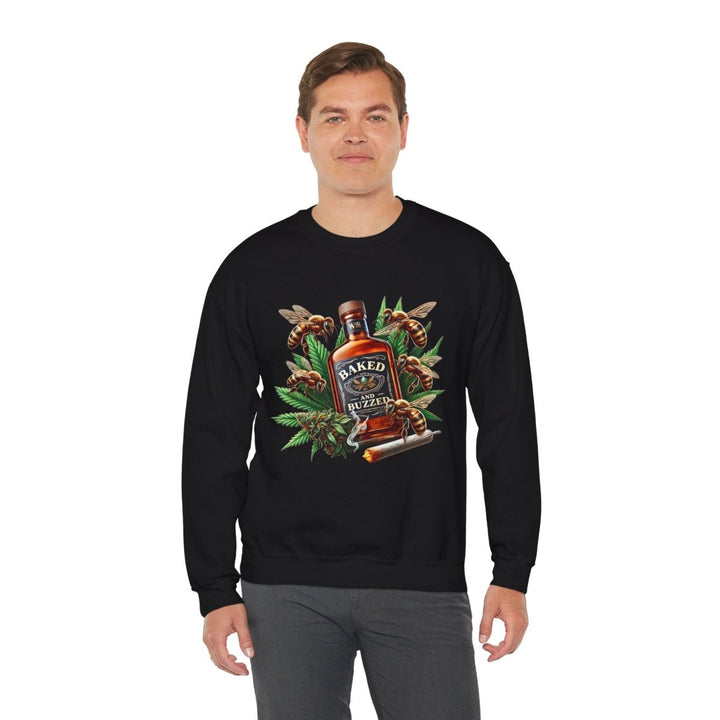 Baked And Buzzed Whiskey And Bees Unisex Sweatshirt - S - Heliconia - Baked And Buzzed Whiskey And Bees Unisex Sweatshirt - Tatoo Tee
