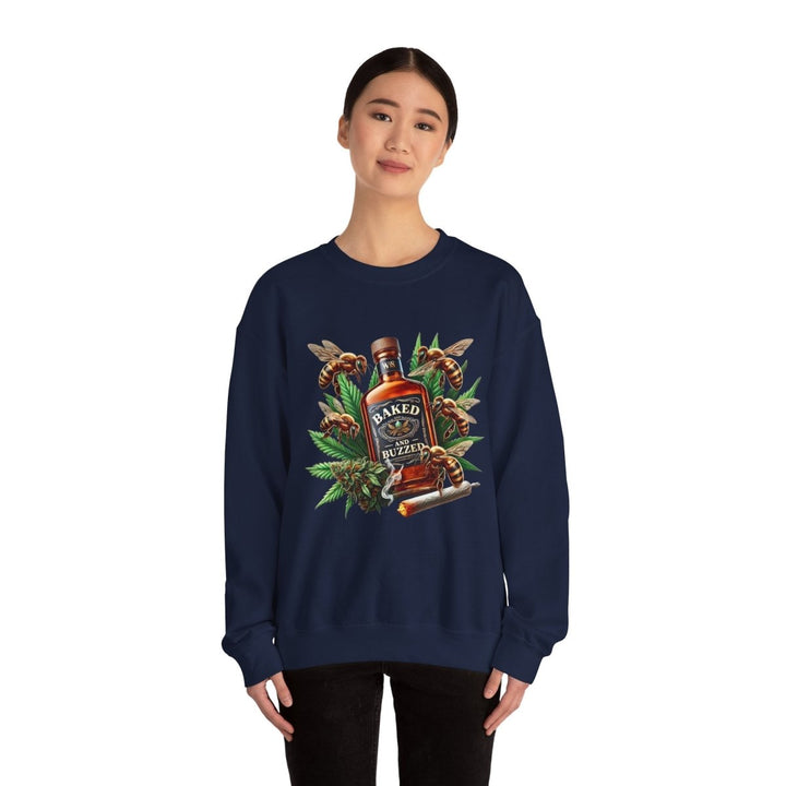 Baked And Buzzed Whiskey And Bees Unisex Sweatshirt - S - Heliconia - Baked And Buzzed Whiskey And Bees Unisex Sweatshirt - Tatoo Tee