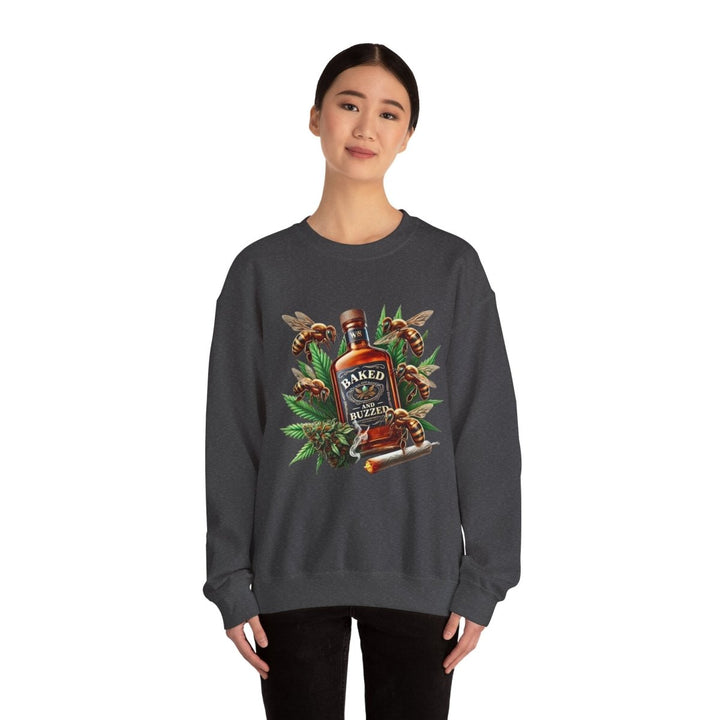 Baked And Buzzed Whiskey And Bees Unisex Sweatshirt - S - Heliconia - Baked And Buzzed Whiskey And Bees Unisex Sweatshirt - Tatoo Tee