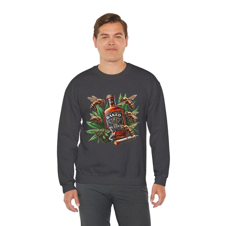 Baked And Buzzed Whiskey And Bees Unisex Sweatshirt - S - Heliconia - Baked And Buzzed Whiskey And Bees Unisex Sweatshirt - Tatoo Tee