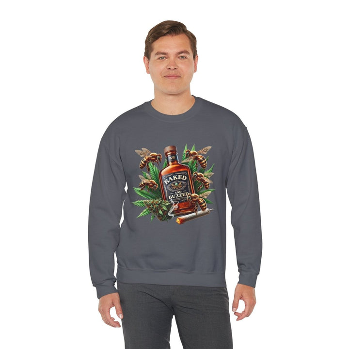 Baked And Buzzed Whiskey And Bees Unisex Sweatshirt - S - Heliconia - Baked And Buzzed Whiskey And Bees Unisex Sweatshirt - Tatoo Tee