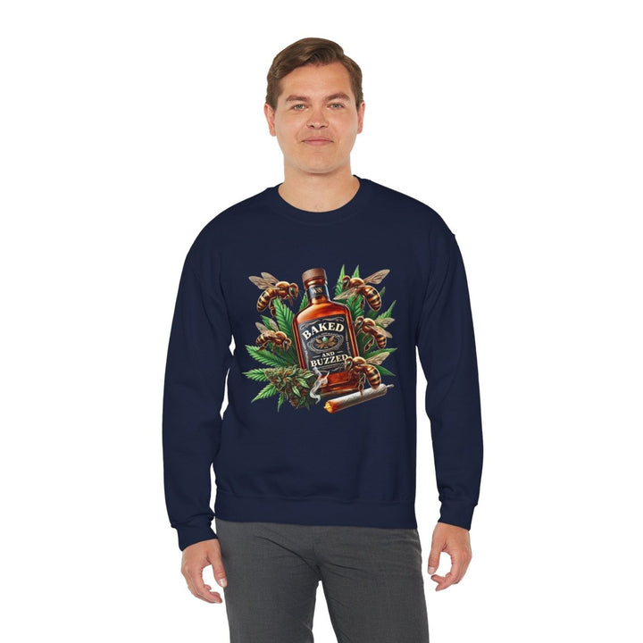 Baked And Buzzed Whiskey And Bees Unisex Sweatshirt - S - Heliconia - Baked And Buzzed Whiskey And Bees Unisex Sweatshirt - Tatoo Tee