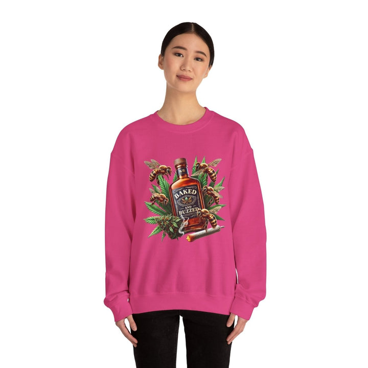 Baked And Buzzed Whiskey And Bees Unisex Sweatshirt - S - Heliconia - Baked And Buzzed Whiskey And Bees Unisex Sweatshirt - Tatoo Tee