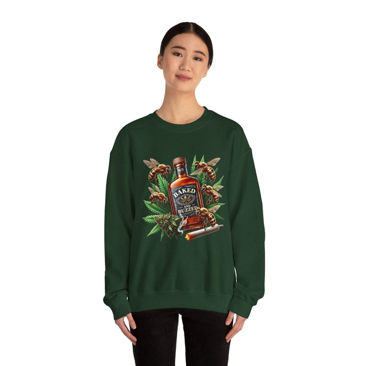 Baked And Buzzed Whiskey And Bees Unisex Sweatshirt - S - Heliconia - Baked And Buzzed Whiskey And Bees Unisex Sweatshirt - Tatoo Tee