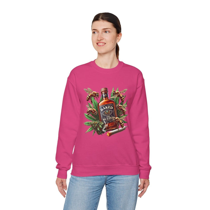 Baked And Buzzed Whiskey And Bees Unisex Sweatshirt - S - Heliconia - Baked And Buzzed Whiskey And Bees Unisex Sweatshirt - Tatoo Tee