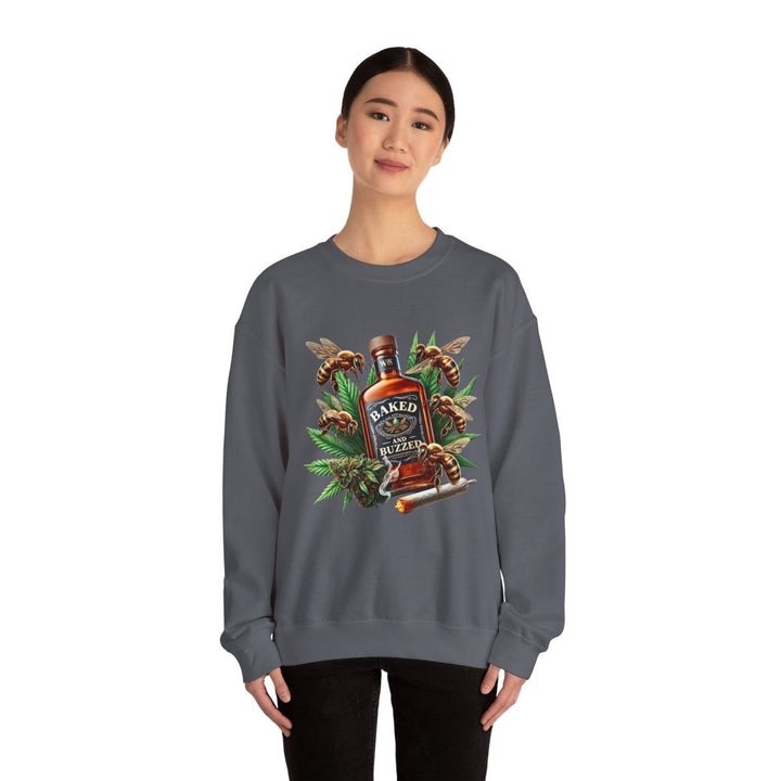 Baked And Buzzed Whiskey And Bees Unisex Sweatshirt - S - Heliconia - Baked And Buzzed Whiskey And Bees Unisex Sweatshirt - Tatoo Tee
