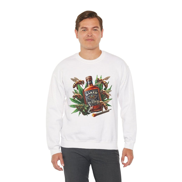 Baked And Buzzed Whiskey And Bees Unisex Sweatshirt - S - Heliconia - Baked And Buzzed Whiskey And Bees Unisex Sweatshirt - Tatoo Tee