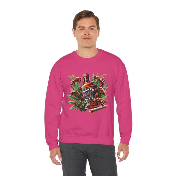 Baked And Buzzed Whiskey And Bees Unisex Sweatshirt - S - Heliconia - Baked And Buzzed Whiskey And Bees Unisex Sweatshirt - Tatoo Tee