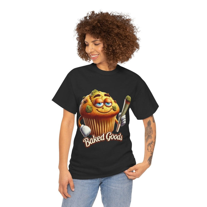 Baked Goods Muffin Unisex Heavy Cotton Tee - Black - S - Baked Goods Muffin Unisex Heavy Cotton Tee - Tatoo Tee