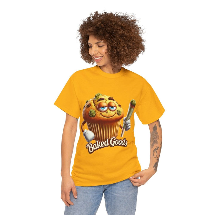 Baked Goods Muffin Unisex Heavy Cotton Tee - Gold - S - Baked Goods Muffin Unisex Heavy Cotton Tee - Tatoo Tee