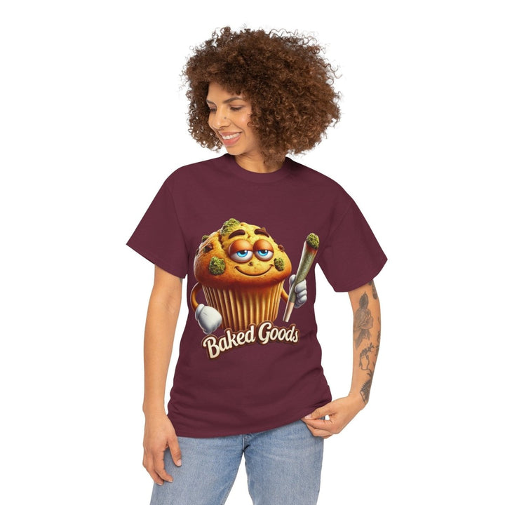 Baked Goods Muffin Unisex Heavy Cotton Tee - Maroon - S - Baked Goods Muffin Unisex Heavy Cotton Tee - Tatoo Tee