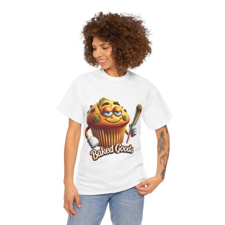 Baked Goods Muffin Unisex Heavy Cotton Tee - White - S - Baked Goods Muffin Unisex Heavy Cotton Tee - Tatoo Tee