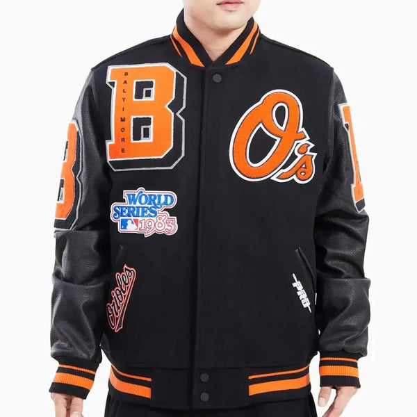 Baltimore Orioles Mashup Black Varsity Jacket