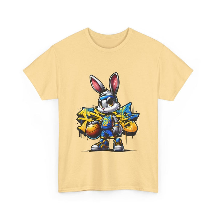 Bascket Ball Bunny Unisex Heavy Cotton Tee - Heliconia - S - Bascket Ball Bunny Unisex Heavy Cotton Tee - Tatoo Tee