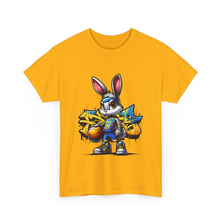 Bascket Ball Bunny Unisex Heavy Cotton Tee - Heliconia - S - Bascket Ball Bunny Unisex Heavy Cotton Tee - Tatoo Tee