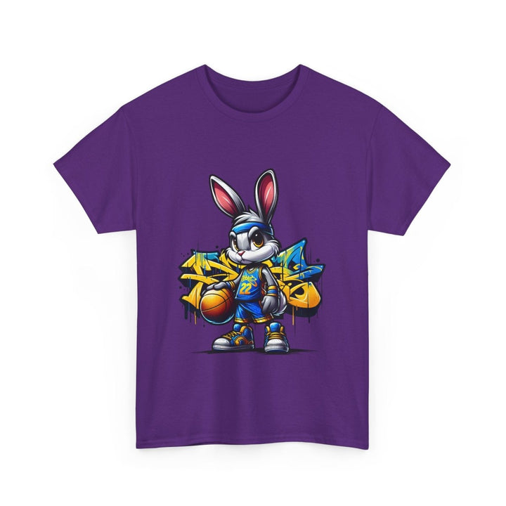 Bascket Ball Bunny Unisex Heavy Cotton Tee - Heliconia - S - Bascket Ball Bunny Unisex Heavy Cotton Tee - Tatoo Tee