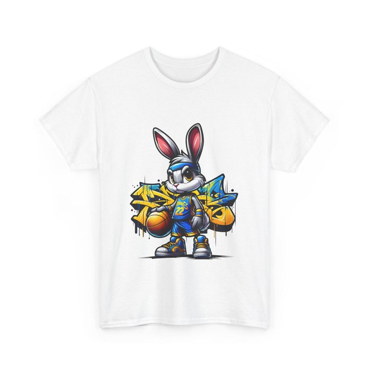 Bascket Ball Bunny Unisex Heavy Cotton Tee - Heliconia - S - Bascket Ball Bunny Unisex Heavy Cotton Tee - Tatoo Tee