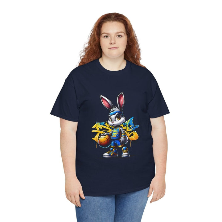 Bascket Ball Bunny Unisex Heavy Cotton Tee - Navy - S - Bascket Ball Bunny Unisex Heavy Cotton Tee - Tatoo Tee