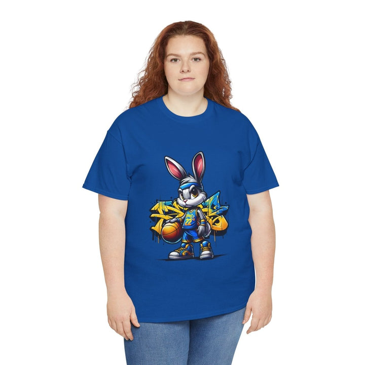 Bascket Ball Bunny Unisex Heavy Cotton Tee - Royal - S - Bascket Ball Bunny Unisex Heavy Cotton Tee - Tatoo Tee