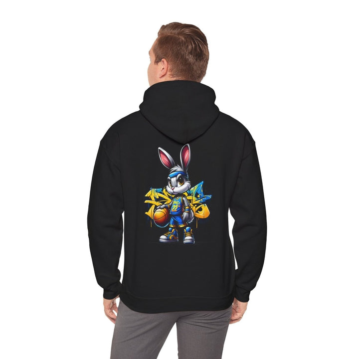 Bascket Ball Bunny Unisex Hoodie - Black - S - Bascket Ball Bunny Unisex Hoodie - Tatoo Tee